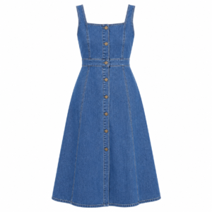 Women’s Denim Button-Front A-Line Midi Dress